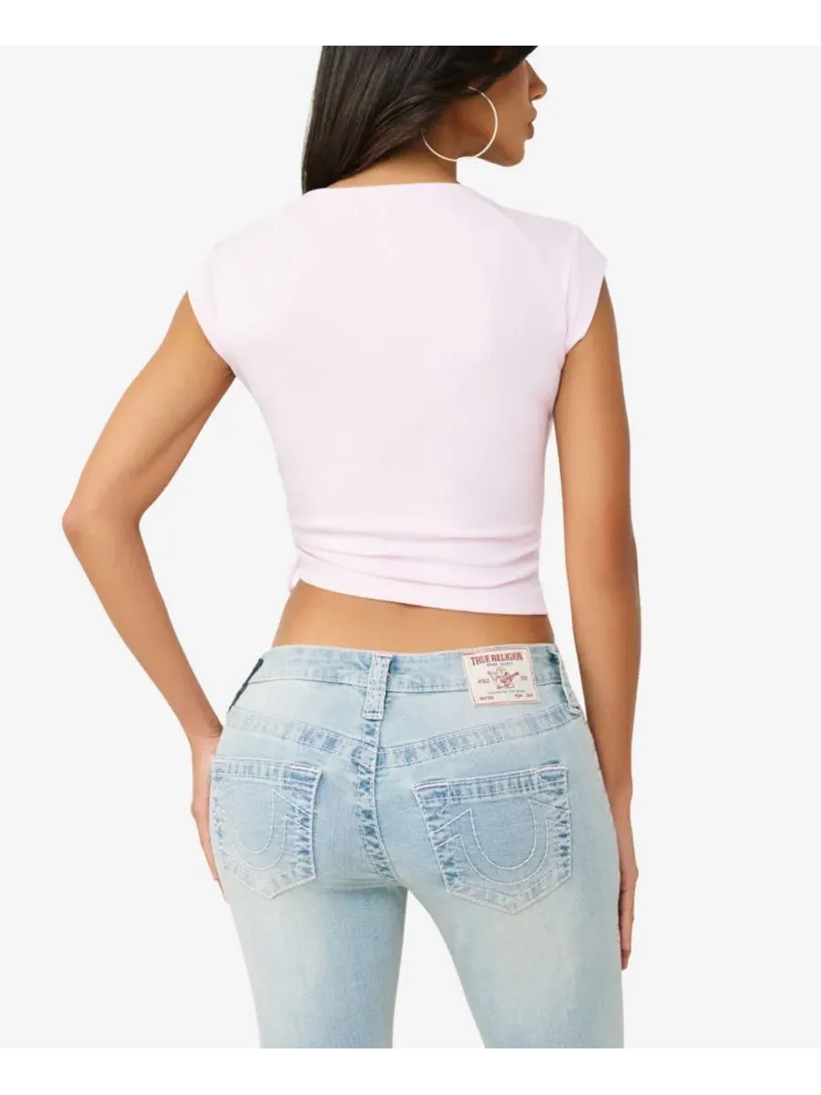 Женская детская блузка с кристальными боковыми складками True Religion — изображение 3 из 3, розовый