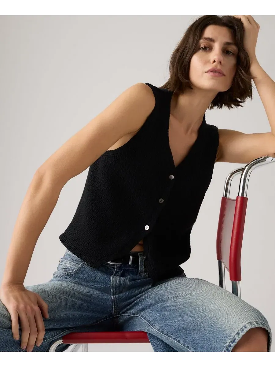 Премиальный женский хлопковый жилет без рукавов с V-образным вырезом Levi'S — изображение 3 из 4, антрацит