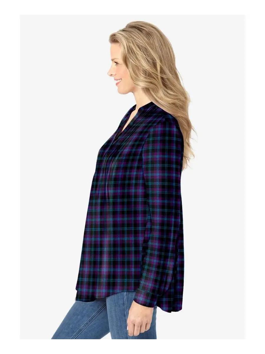 Женская фланелевая рубашка больших размеров с защипами Woman Within, Midnight Plum Plaid — изображение 3 из 3
