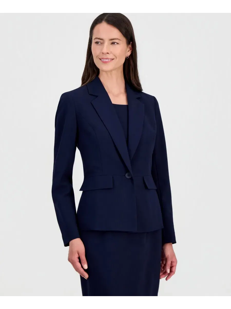 Костюм из жакета с пеплумом и платья-футляра Le Suit — изображение 3 из 8, темно-синий