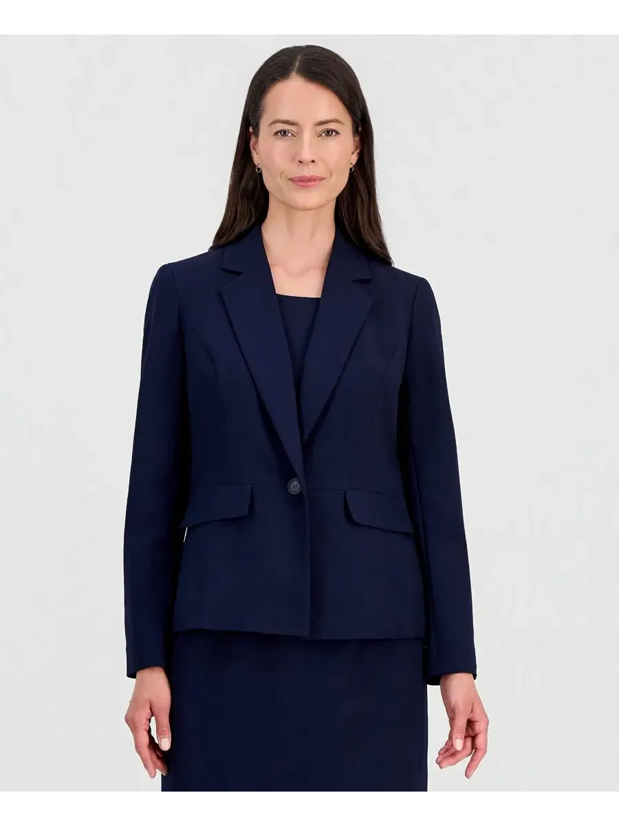 Костюм из жакета с пеплумом и платья-футляра Le Suit — изображение 4 из 8, темно-синий