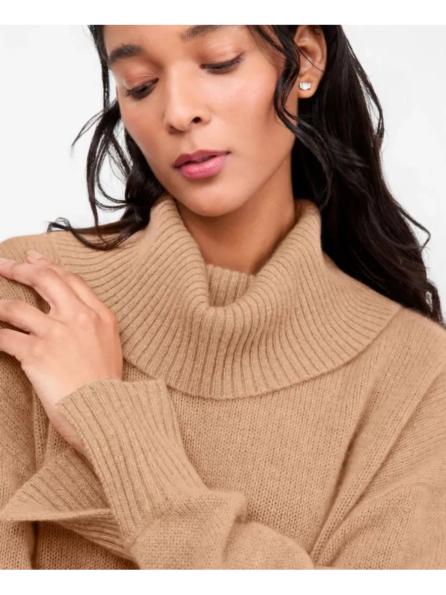 Свитер с высоким воротом из кашемира Relaxed Turtleneck Charter Club, Heather Camel — изображение 3 из 6