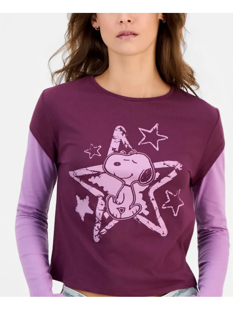 Топ с длинным рукавом с принтом Snoopy Grayson Threads, The Label — изображение 3 из 4, винный