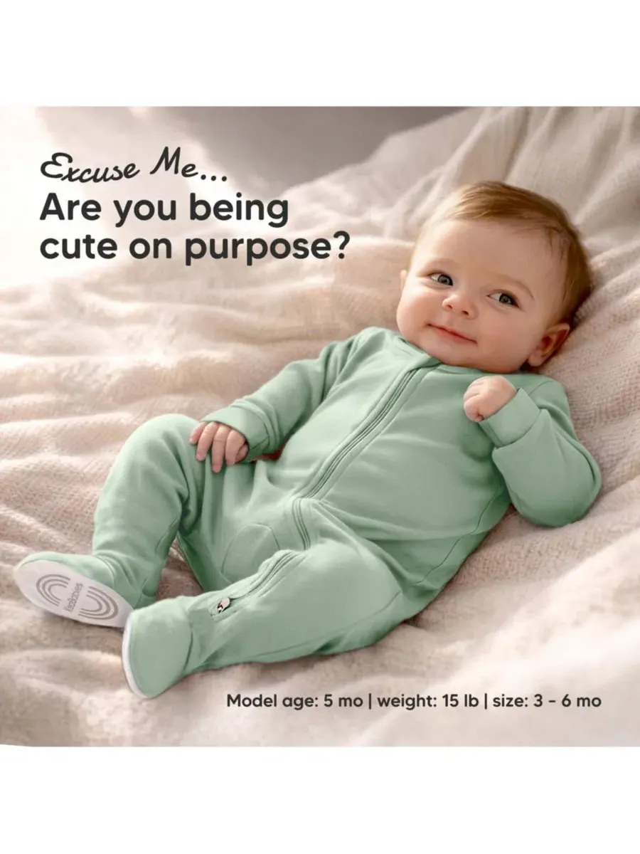 Комплект детских пижам-слипов Soothe Sleep N' Play, 2 шт., хлопок KeaBabies — изображение 2 из 9, шалфейный
