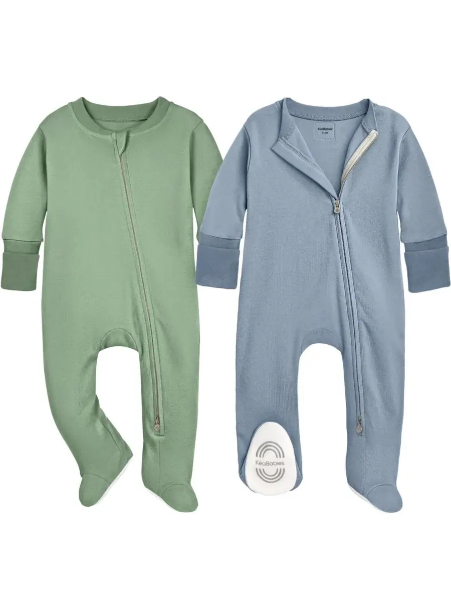 Комплект детских пижам с закрытыми ножками, 2 шт, 100% хлопок, Soothe Sleep N' Play KeaBabies — изображение 1 из 9, серый
