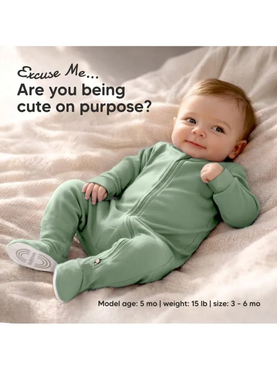 Комплект детских пижам с закрытыми ножками, 2 шт, 100% хлопок, Soothe Sleep N' Play KeaBabies — изображение 2 из 9, серый