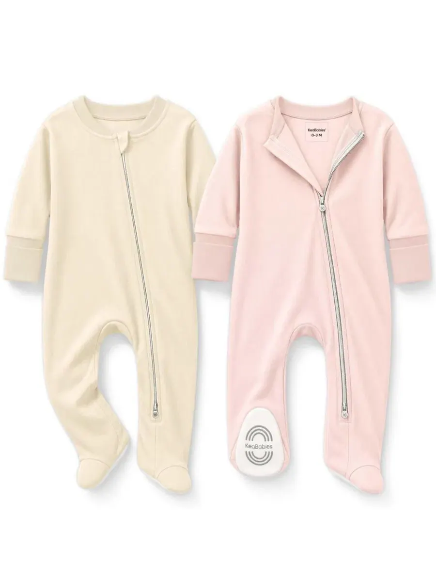 Комплект детских пижам-слипов из хлопка Soothe Sleep N' Play Footed Pajama, 2 шт. KeaBabies — изображение 1 из 9, розовый