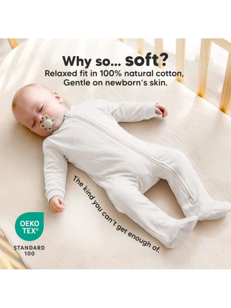 Комплект детских пижам с закрытыми стопами Soothe Sleep N' Play Footed Pajama, 2-шт KeaBabies — изображение 3 из 9, белый