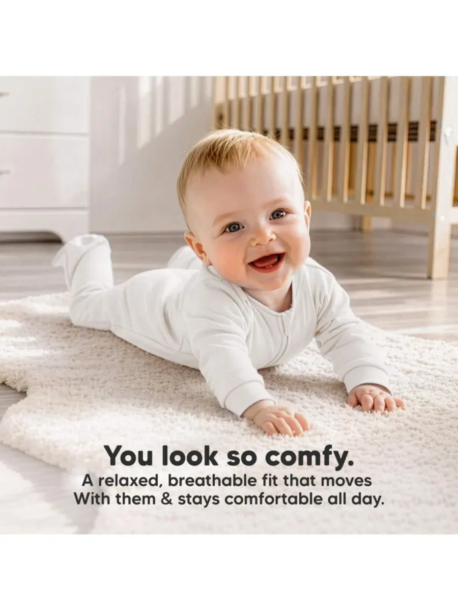 Комплект детских пижам с закрытыми стопами Soothe Sleep N' Play Footed Pajama, 2-шт KeaBabies — изображение 5 из 9, белый
