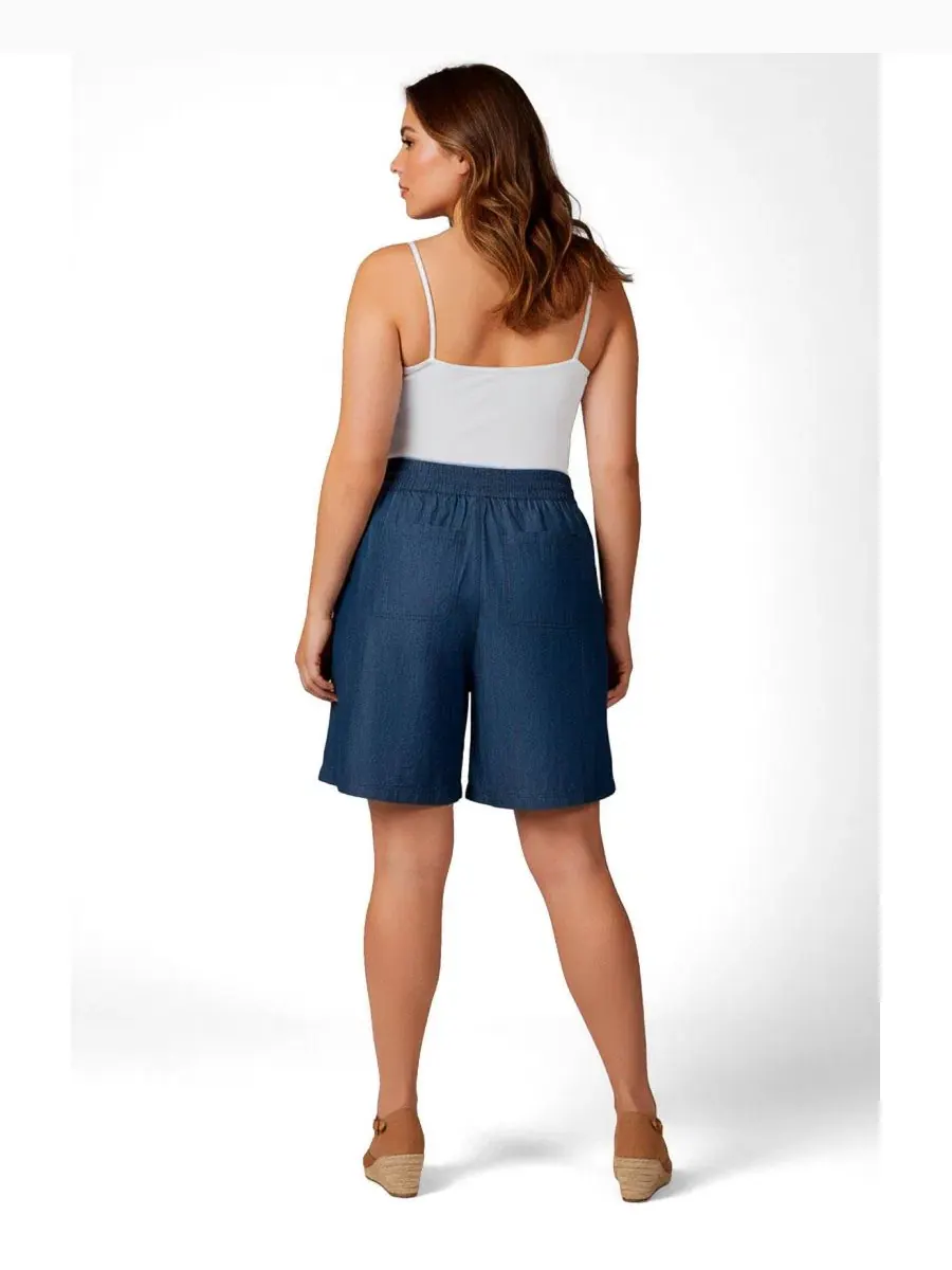 Шорты с широкими штанинами на завязке, Plus Size AVENUE — изображение 3 из 4, черный