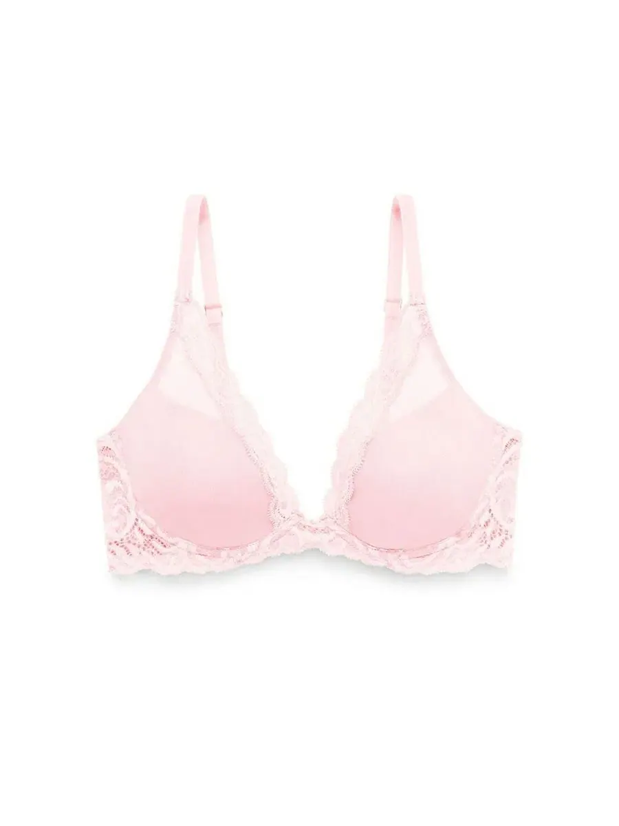 Бюстгальтер с контурными чашками Feathers Lace Natori — изображение 2 из 10, розовый
