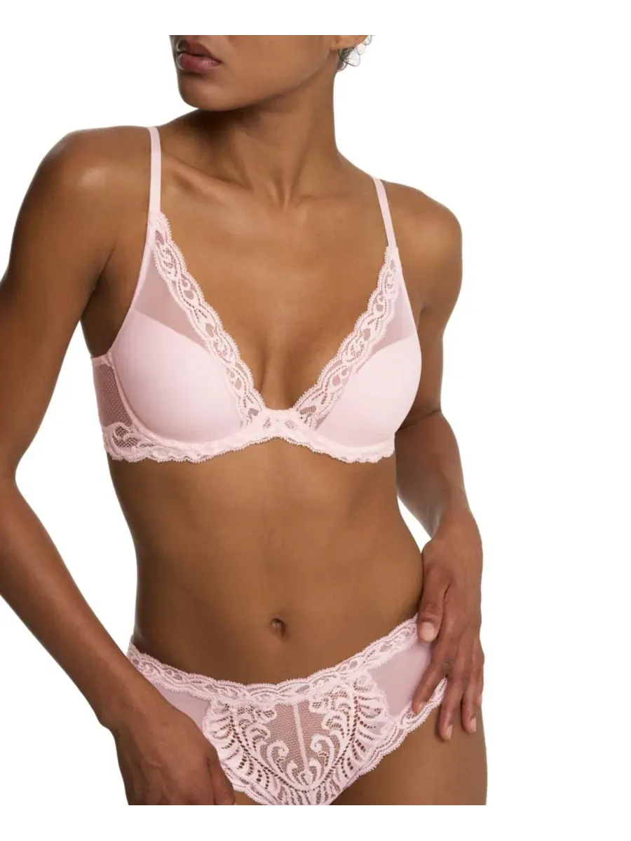 Бюстгальтер с контурными чашками Feathers Lace Natori — изображение 3 из 10, розовый