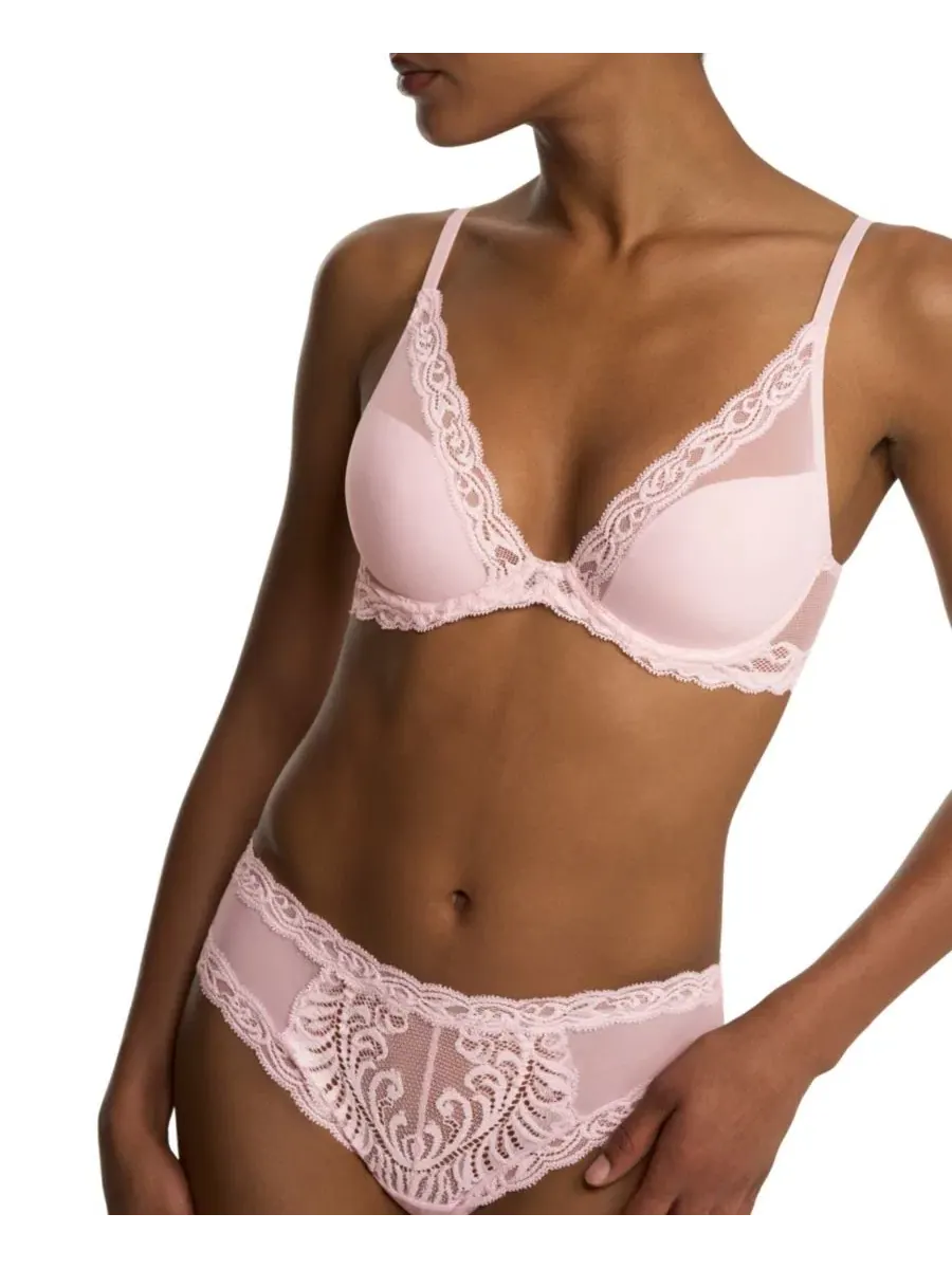 Бюстгальтер с контурными чашками Feathers Lace Natori — изображение 4 из 10, розовый