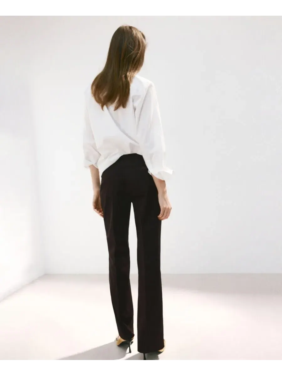 Брюки прямого кроя с поясом Belt Straight-Fit MANGO — изображение 3 из 6, шоколад