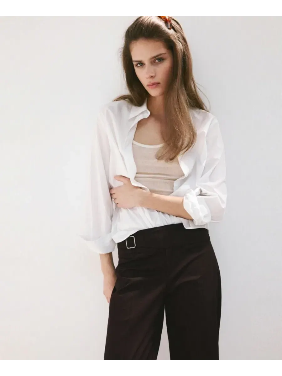 Брюки прямого кроя с поясом Belt Straight-Fit MANGO — изображение 4 из 6, шоколад