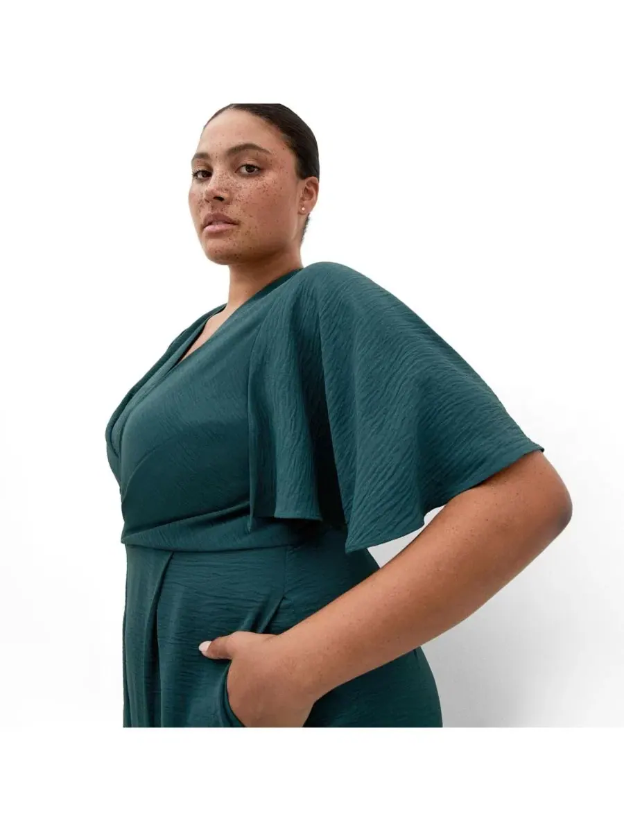 Комбинезон Braelynn V Neck с длинным рукавом CITY CHIC — изображение 3 из 5, изумруд
