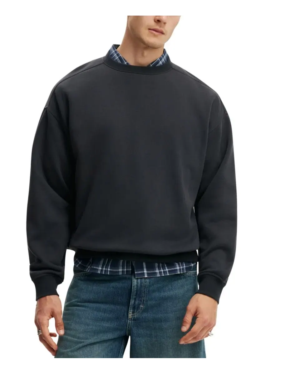 Свитшот с круглым вырезом Box Fit Cotton On — черный