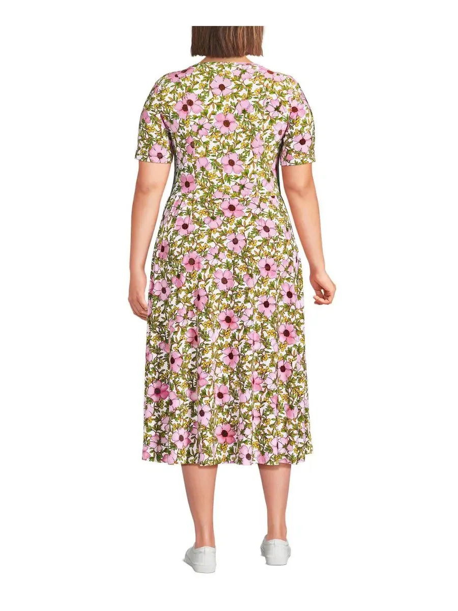 Платье миди из струящегося трикотажа с декольте Sweetheart, Plus Size Lands' End — изображение 2 из 3