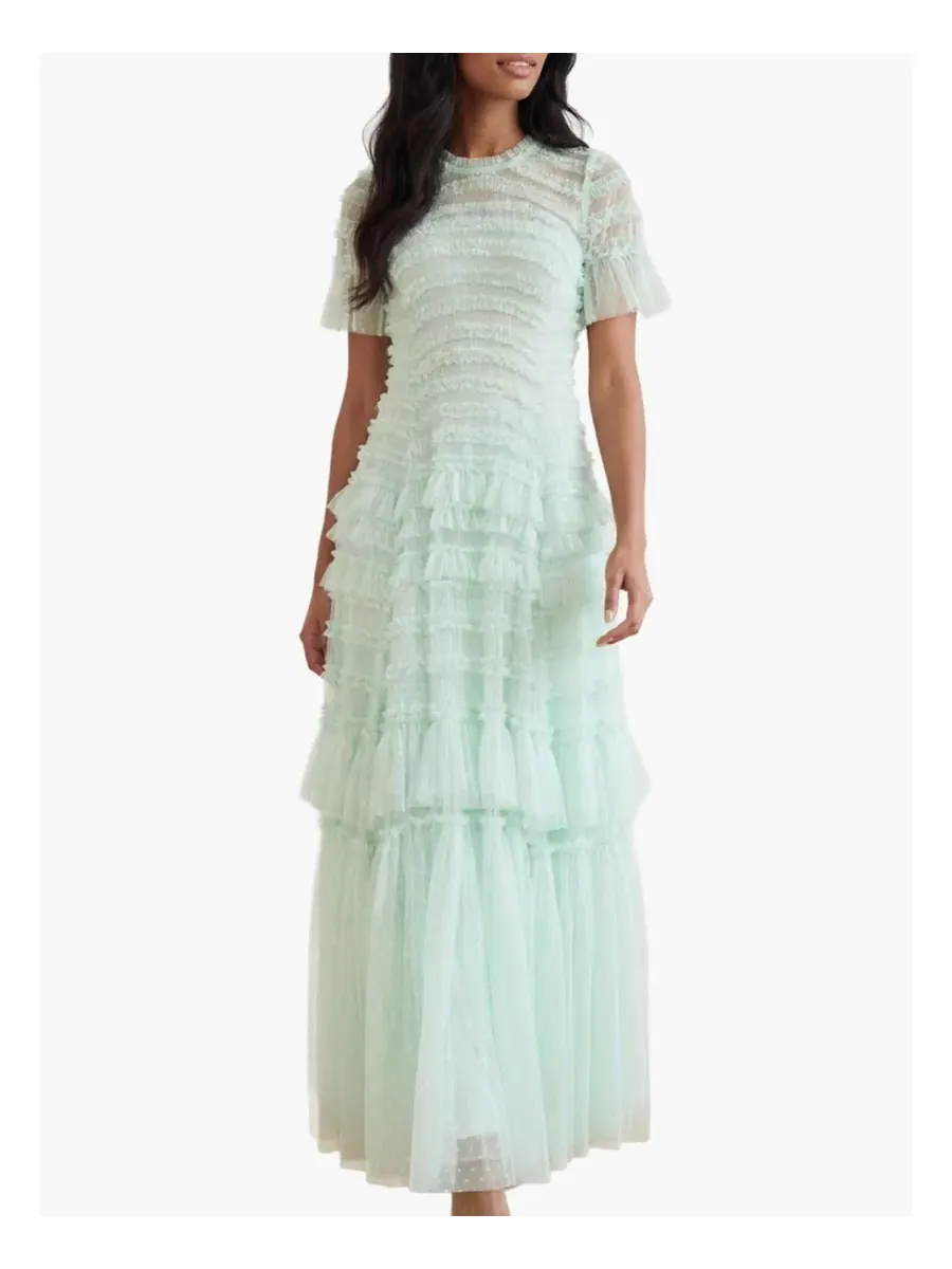 Платье макси с рюшами Valentine Ruffle Gown Needle & Thread, Soft Mint — изображение 1 из 4