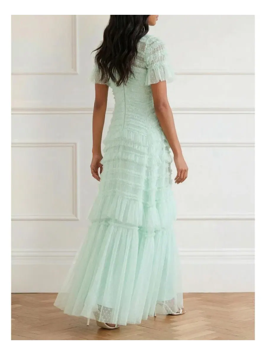 Платье макси с рюшами Valentine Ruffle Gown Needle & Thread, Soft Mint — изображение 3 из 4