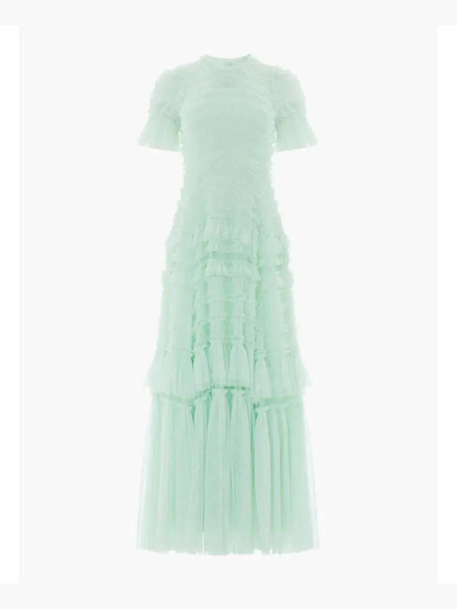 Платье макси с рюшами Valentine Ruffle Gown Needle & Thread, Soft Mint — изображение 4 из 4