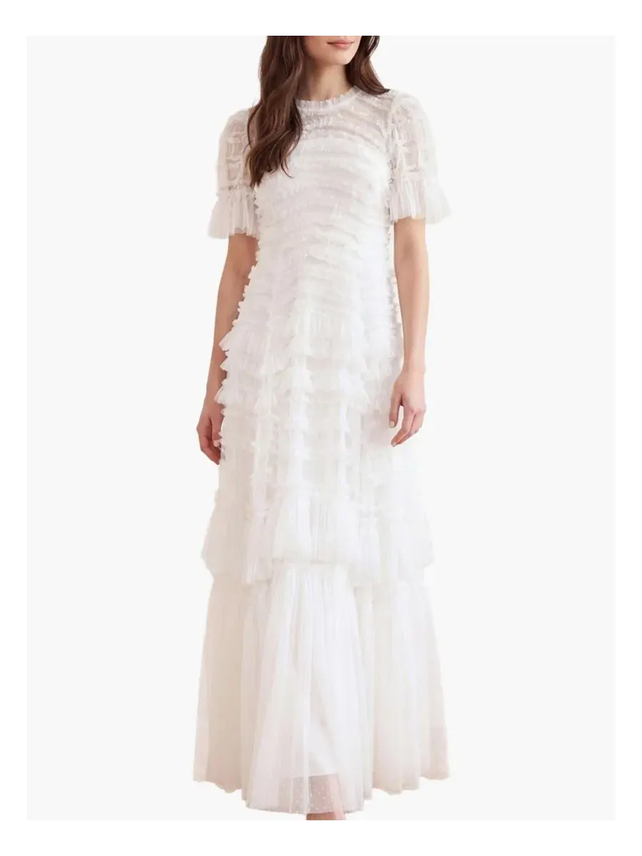 Платье-макси с рюшами Valentine Ruffle Gown Needle & Thread — белый