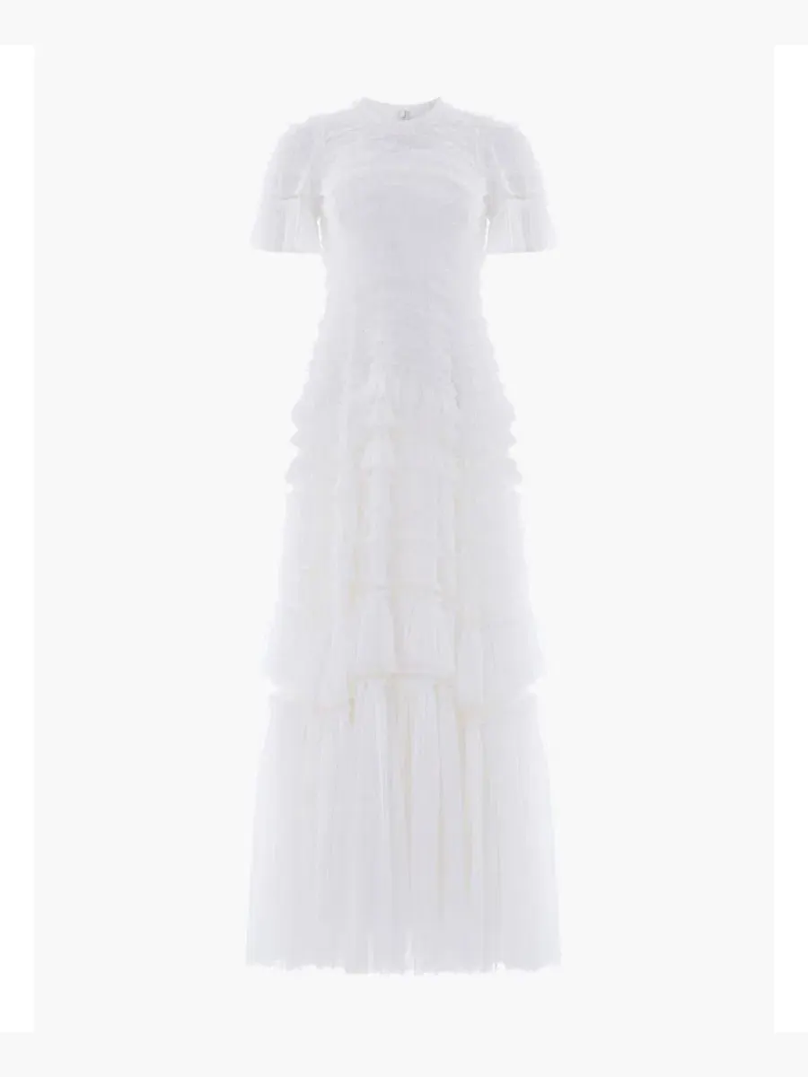 Платье-макси с рюшами Valentine Ruffle Gown Needle & Thread — изображение 4 из 4, белый