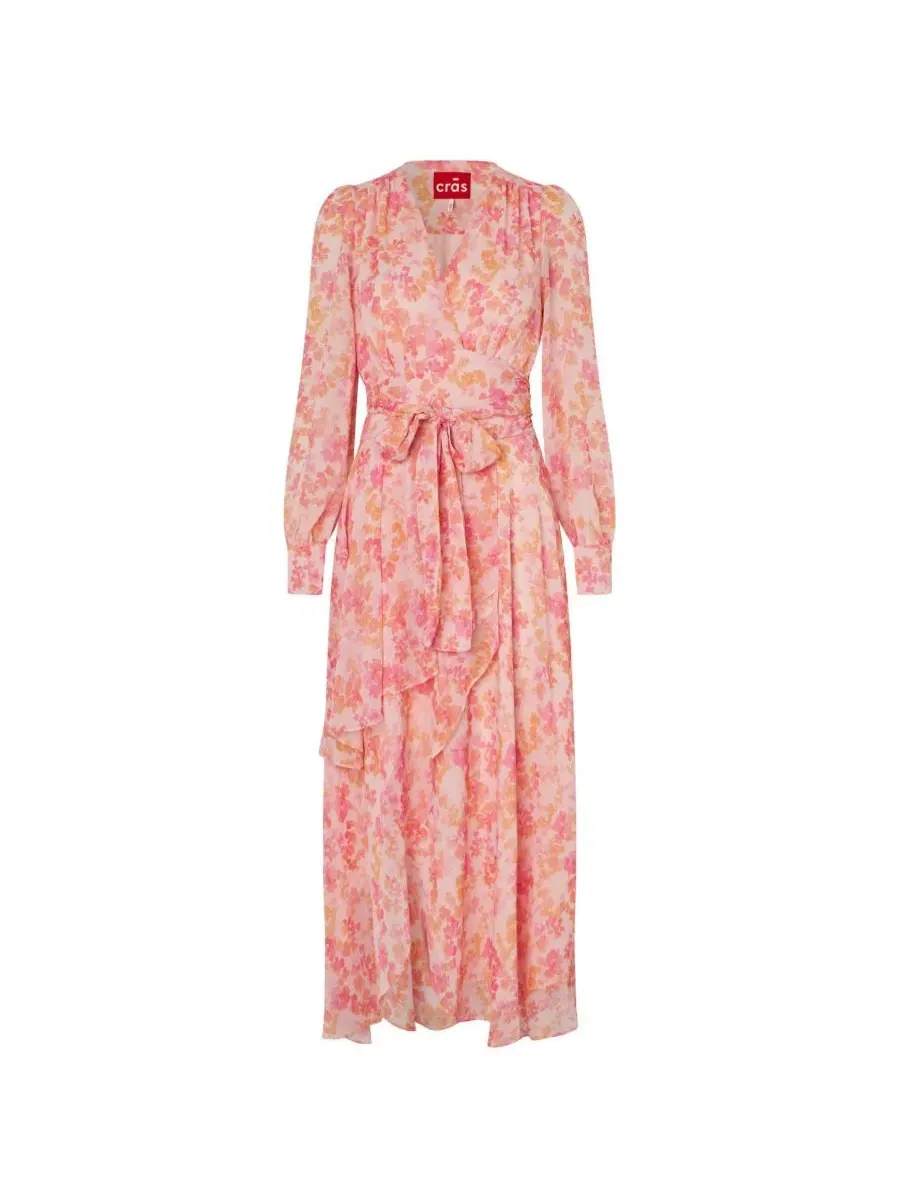 Платье-макси с цветочным принтом Romance V-Neck Long-Sleeve Floral-Print Maxi Dress CRAS — изображение 6 из 8, голубой