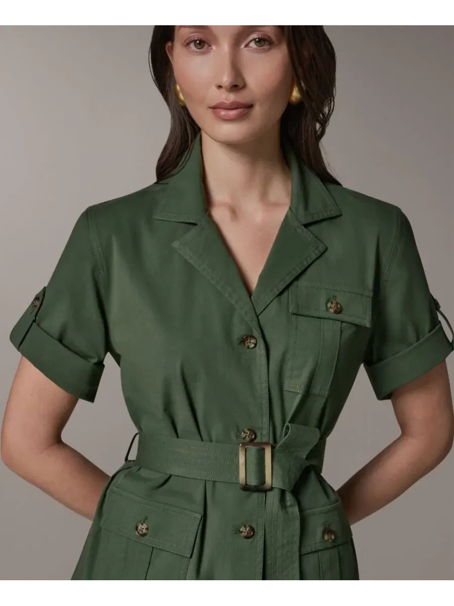 Жакет-сафари с коротким рукавом и поясом Donna Karan Weekend — изображение 4 из 8, зеленый