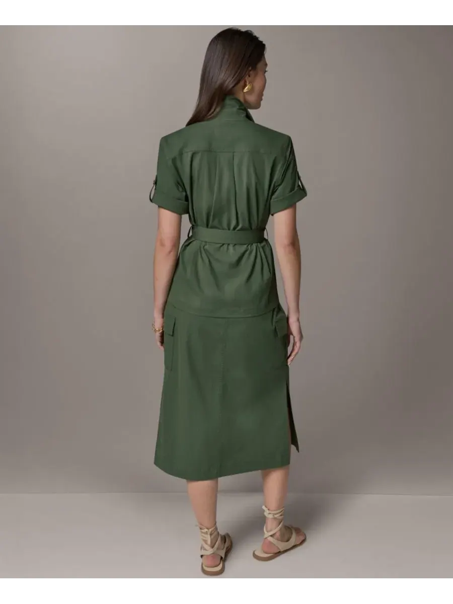 Жакет-сафари с коротким рукавом и поясом Donna Karan Weekend — изображение 6 из 8, зеленый