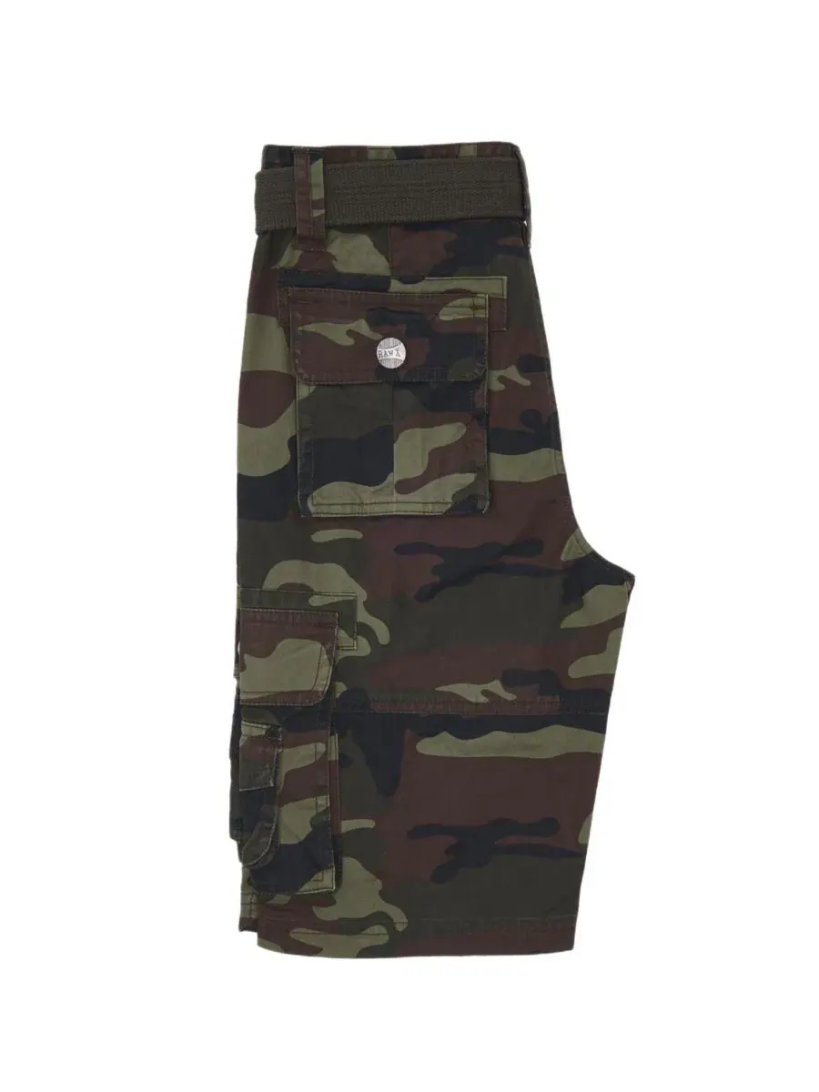 Шорты из твила с ремнем Boy's Belted Twill Cargo Shorts Raw X — изображение 3 из 4, оливковый
