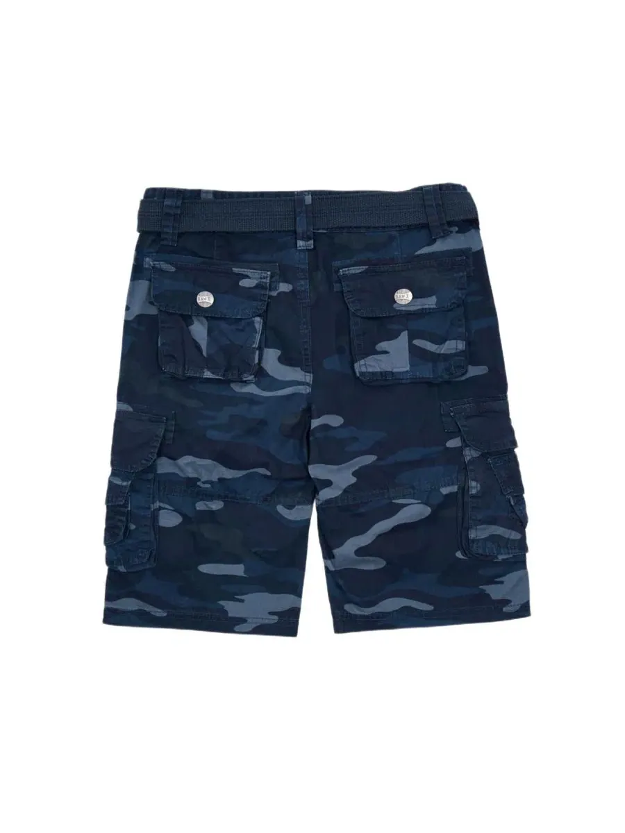 Шорты карго из твила с поясом Boy's Belted Twill Cargo Shorts Raw X — изображение 2 из 4, темно-синий