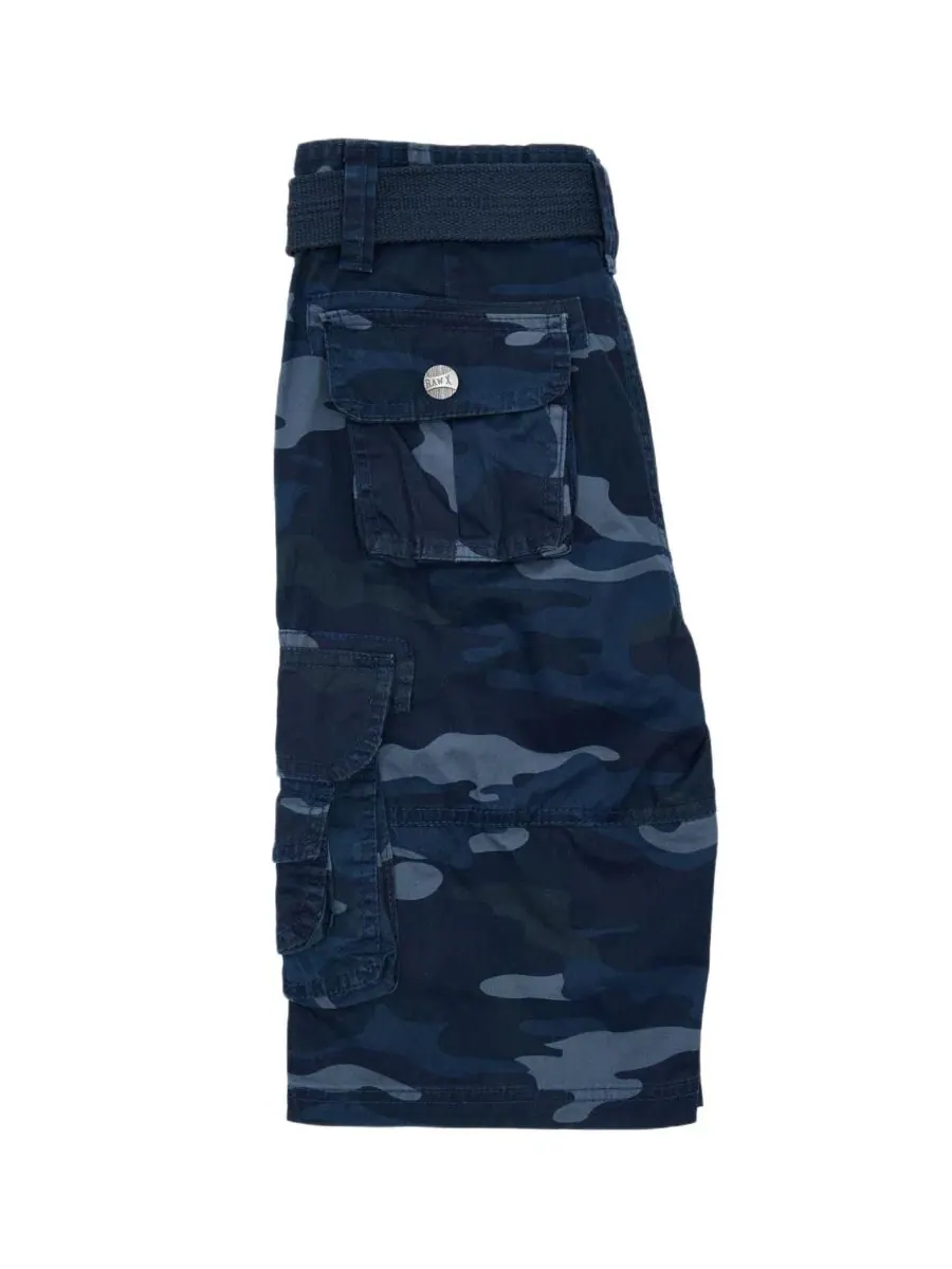 Шорты карго из твила с поясом Boy's Belted Twill Cargo Shorts Raw X — изображение 3 из 4, темно-синий