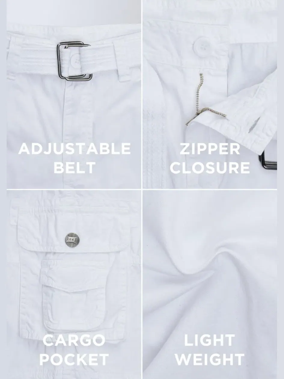 Шорты карго из твила с поясом Boy's Belted Twill Cargo Shorts Raw X — изображение 3 из 3, белый