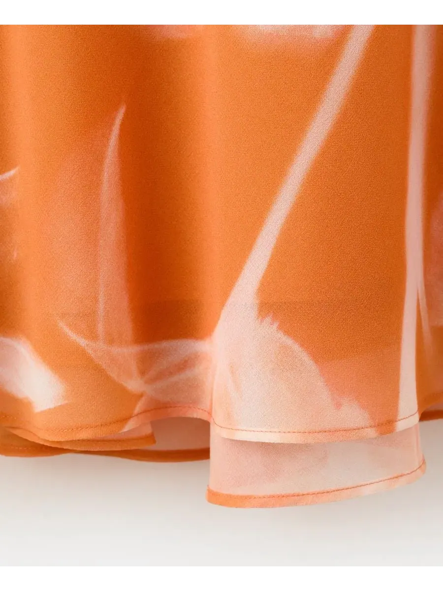 Платье с металлическим принтом и вырезами, модель Metallic Cut-Out Floral MANGO — изображение 3 из 8, оранжевый