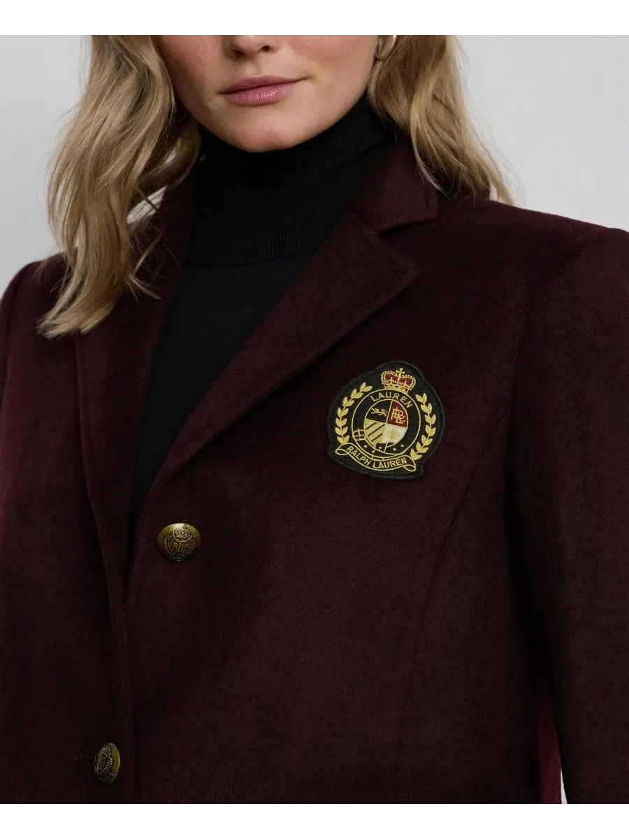 Пальто женское однобортное с воротником, на пуговицах, из шерстяной смеси Lauren Ralph Lauren — изображение 2 из 4, черный