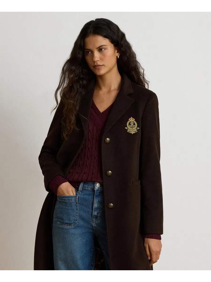Пальто однобортное с воротником Lauren Ralph Lauren — изображение 3 из 6, шоколад