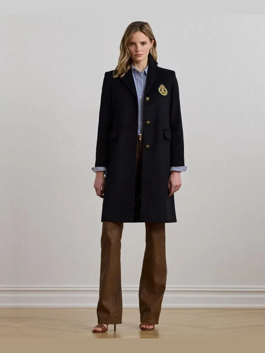 Пальто однобортное с воротником Lauren Ralph Lauren — изображение 2 из 5, темно-синий