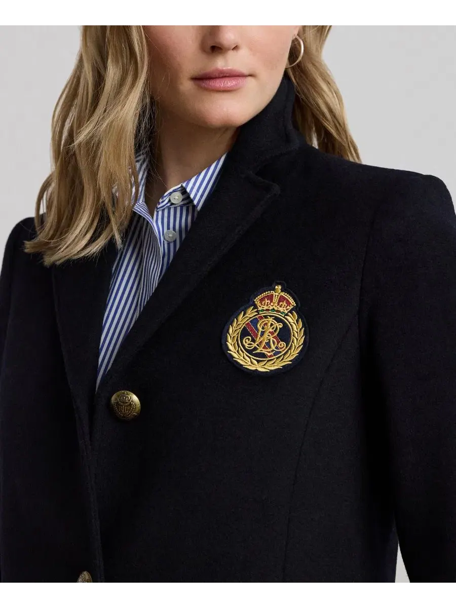 Пальто однобортное с воротником Lauren Ralph Lauren — изображение 3 из 5, темно-синий