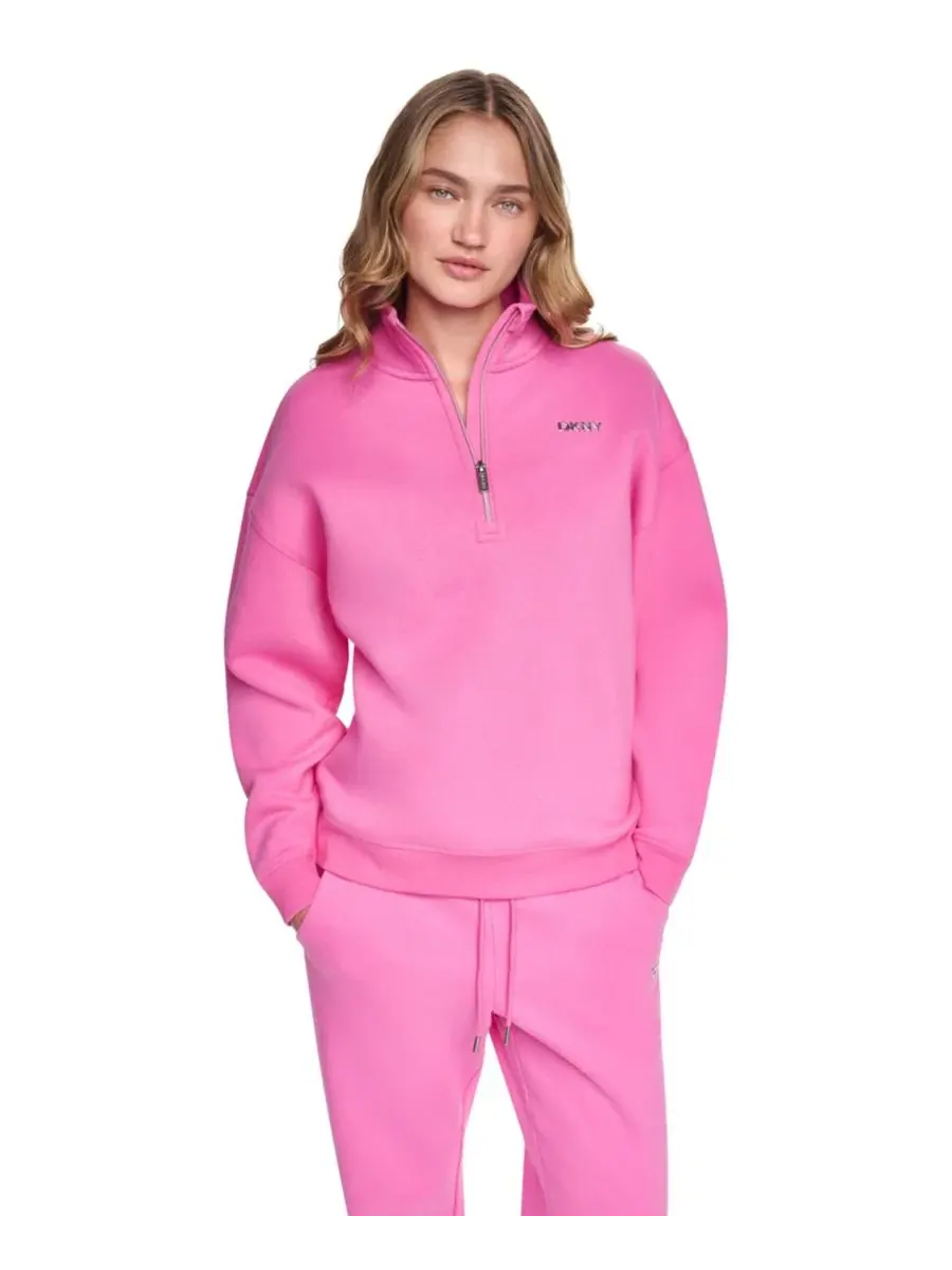 Свитшот с металлическим логотипом и высоким воротником DKNY Sport — изображение 7 из 10, эспрессо