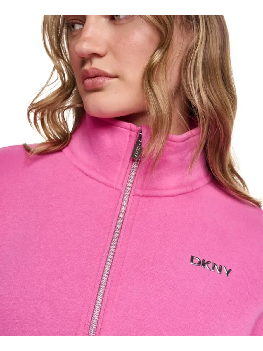 Свитшот с металлическим логотипом и высоким воротником DKNY Sport — изображение 10 из 10, эспрессо