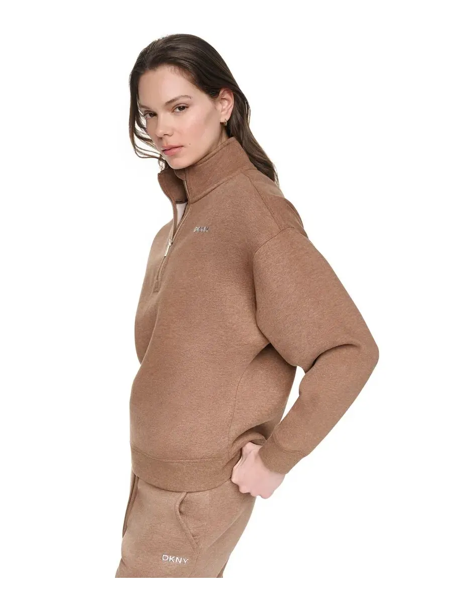 Свитшот с четверть-молнией и металлическим логотипом, модель Metallic Bubble Logo DKNY Sport — изображение 3 из 11