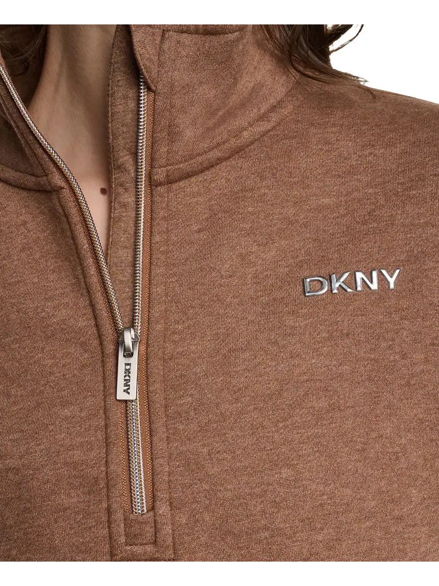 Свитшот с четверть-молнией и металлическим логотипом, модель Metallic Bubble Logo DKNY Sport — изображение 4 из 11