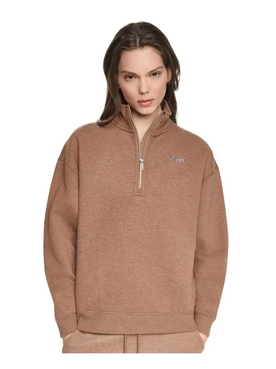 Свитшот с четверть-молнией и металлическим логотипом, модель Metallic Bubble Logo DKNY Sport — изображение 6 из 11