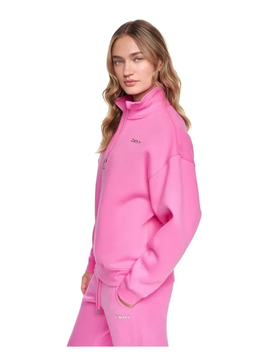 Свитшот с четверть-молнией и металлическим логотипом, модель Metallic Bubble Logo DKNY Sport — изображение 10 из 11