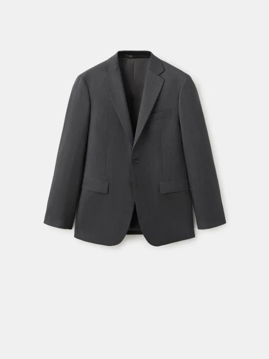 Пиджак мужской шерстяной с лацканами, Slim Fit, Mango — изображение 6 из 6, серый