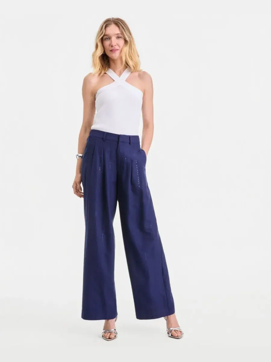 Брюки широкие с пайетками в полоску Sequin Pinstripe Wide-Leg Pants I.N.C. International Concepts — изображение 2 из 5