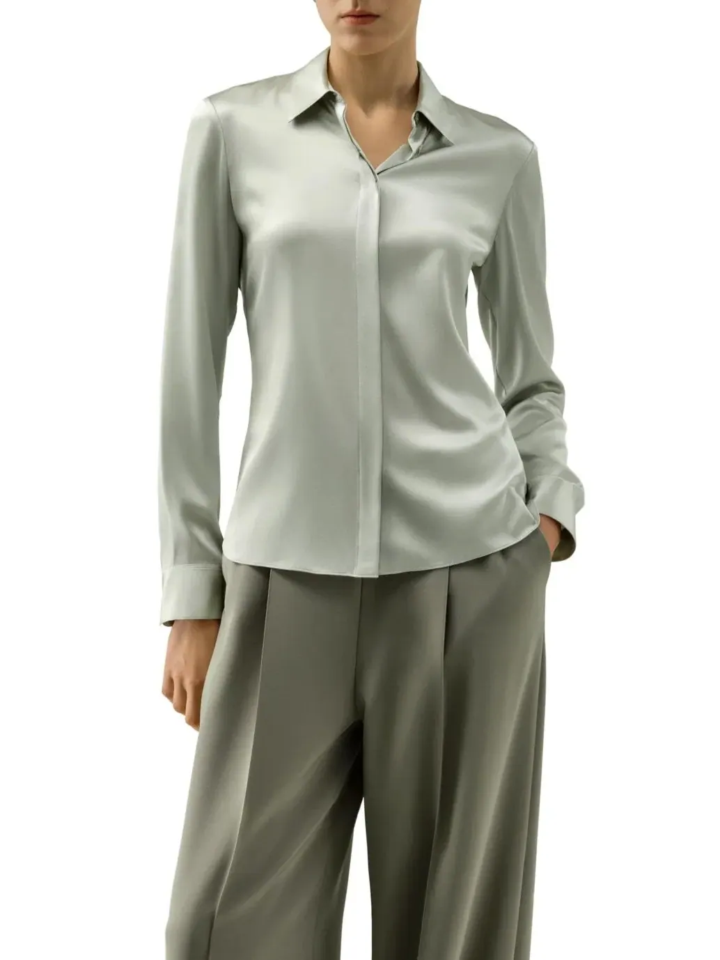 Шелковая рубашка с воротником Slim Fit LILYSILK