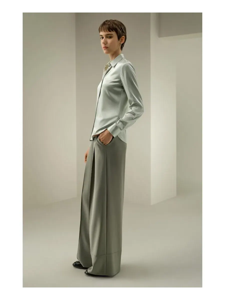 Шелковая рубашка с воротником Slim Fit LILYSILK — изображение 2 из 6, серебристый