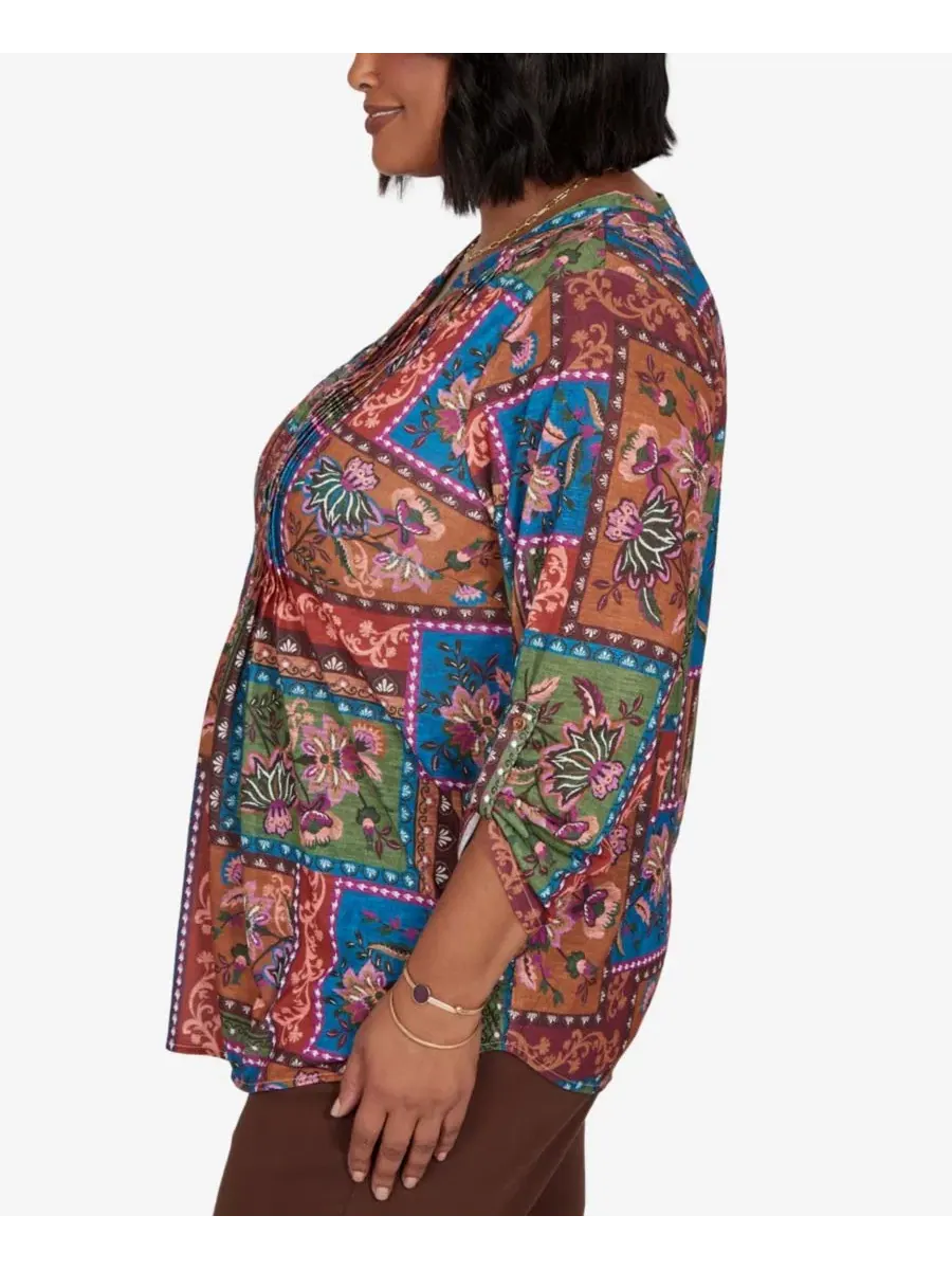 Блузка с 3/4 рукавом Tapestry Floral Ruby Rd. — изображение 3 из 5, мульти
